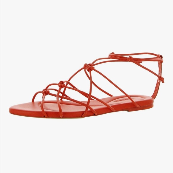 VINCE Kenna Leather Strappy Ankle-Tie Sandals, Orange - 6.5 - Picture 1 of 6